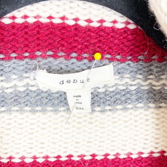 Debut Button Cardigan Poncho Sweater High Low Fringe Unique Fashion - Picture 5 of 7